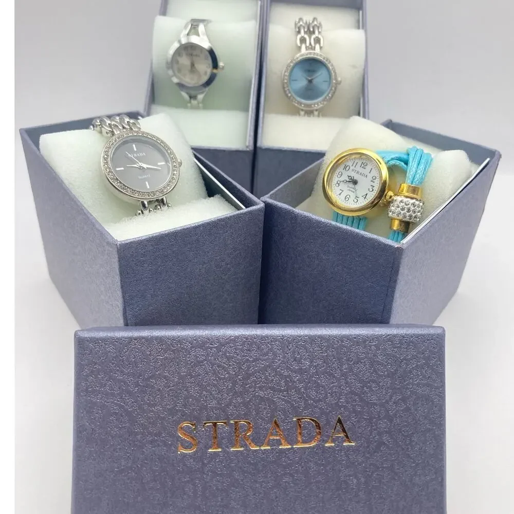 New Women's Strada Genoa Bulk Watch Lot of Four (4) Fresh Batteries New in Box